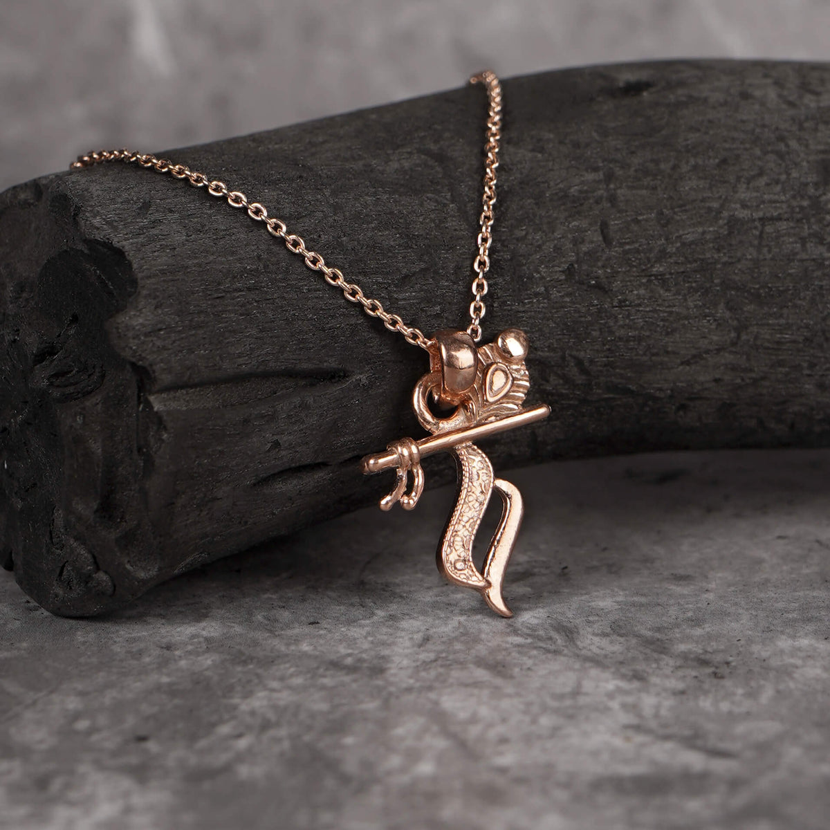 Spiritual Shri Krishna Mor Pankh Rose Gold Silver Pendant 925