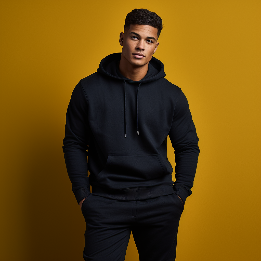 Men Plain Solid Blue Hoodie main image 0