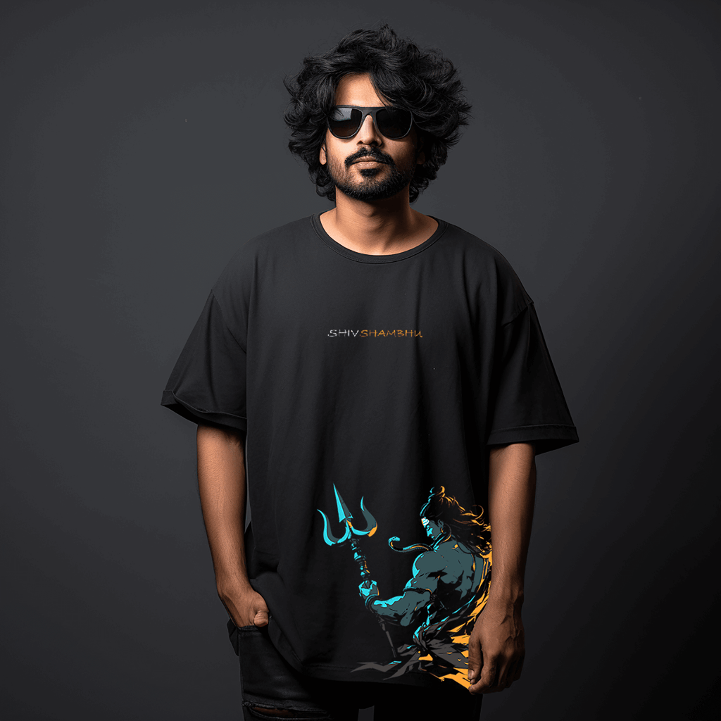 Shiva Shambhu Oversize Printed Black Tshirt
