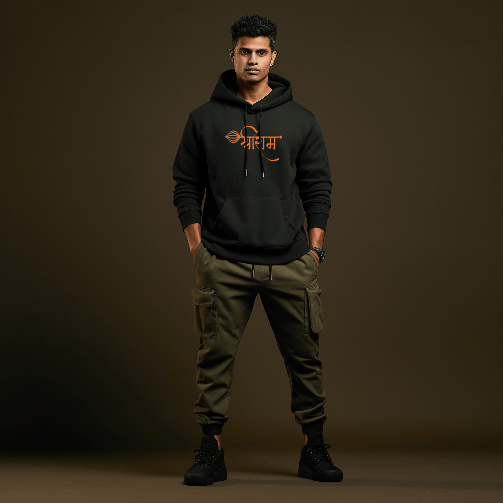 Hanuman Ji Design Printed Hoodie for Men Prabhubhakti