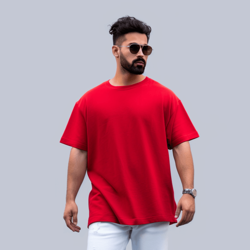 Solid Red Oversized Tshirt For Men and Women
