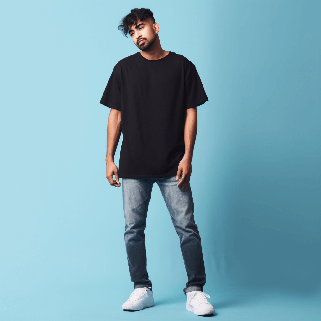 Solid Black Oversized Tshirt For Men and Women Prabhubhakti
