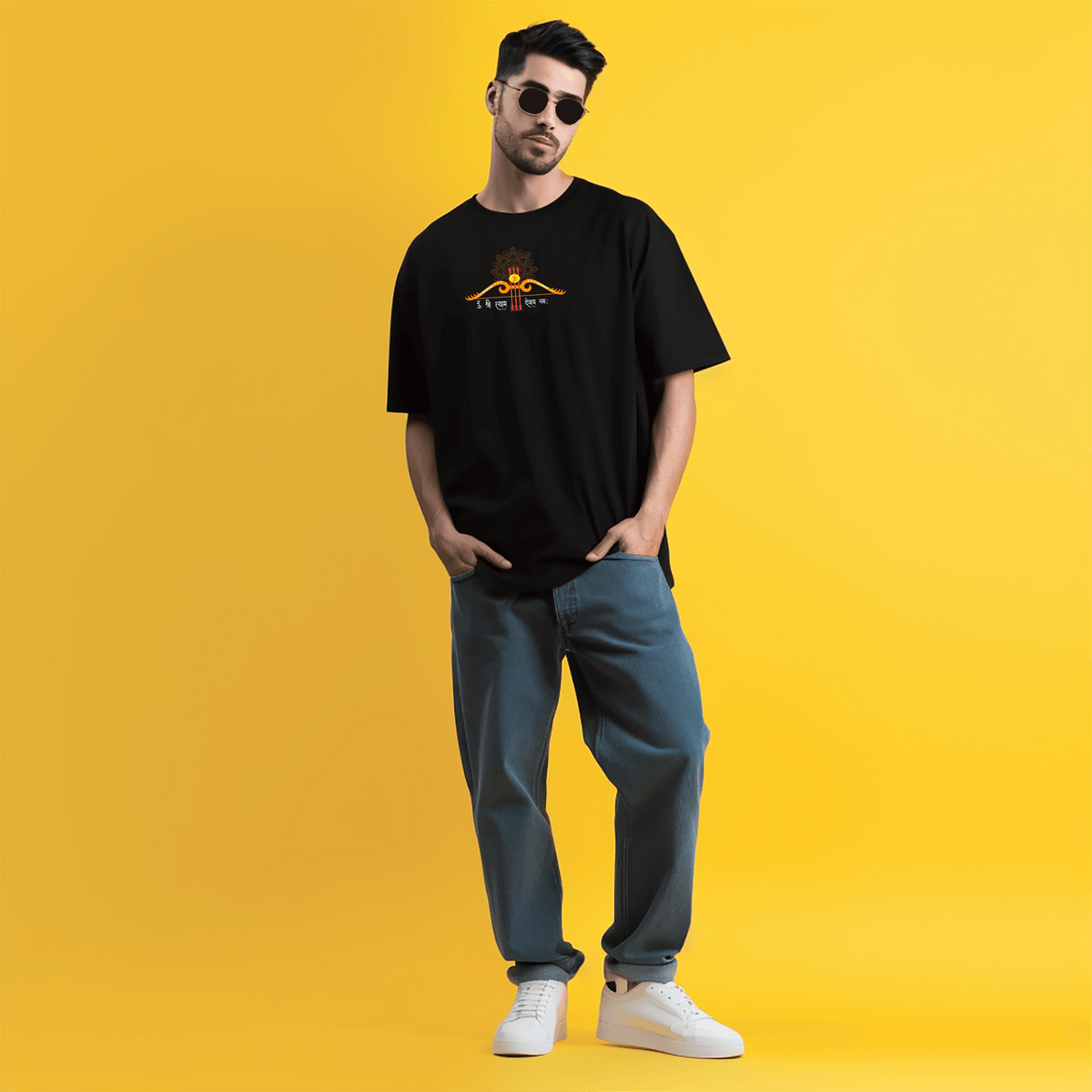 Teen Baan Dhari Oversize Printed Black Tshirt – Prabhubhakti