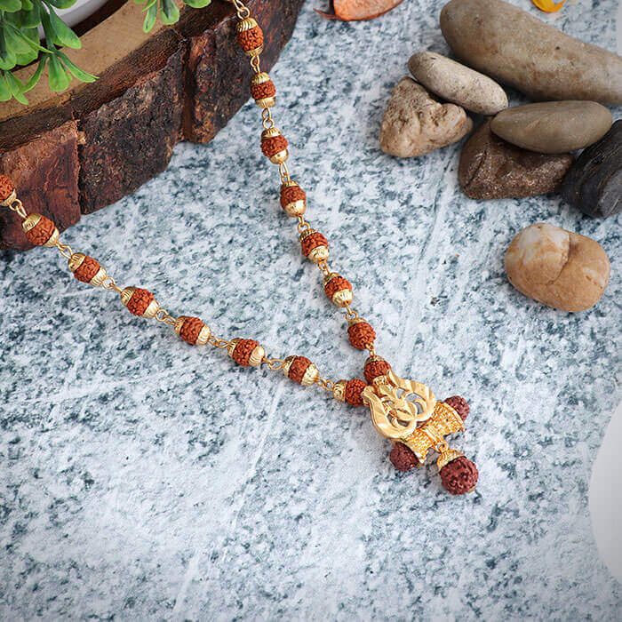 Rudraksha mala gold on sale design for man