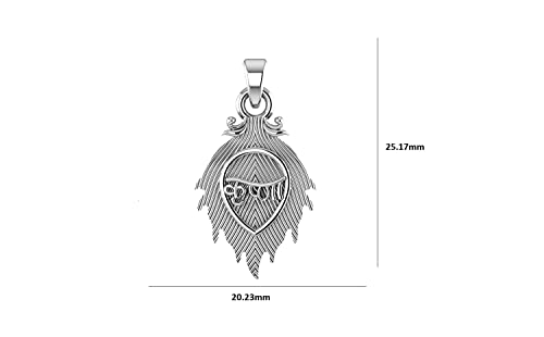 Shri Krishna Silver Pendant with Mor Pankh Design for Women & Men Without Chain
