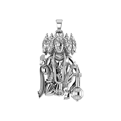 Prabhu Bhakti Sterling Silver 925 Shree Panchmukhi Hanuman Pendant for Men Without Chain