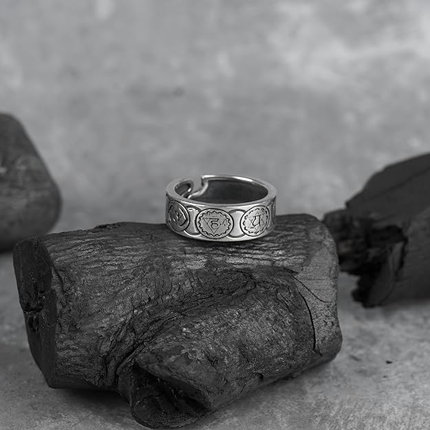 Seven Chakras Sterling Silver Wrap Ring for Men & Women