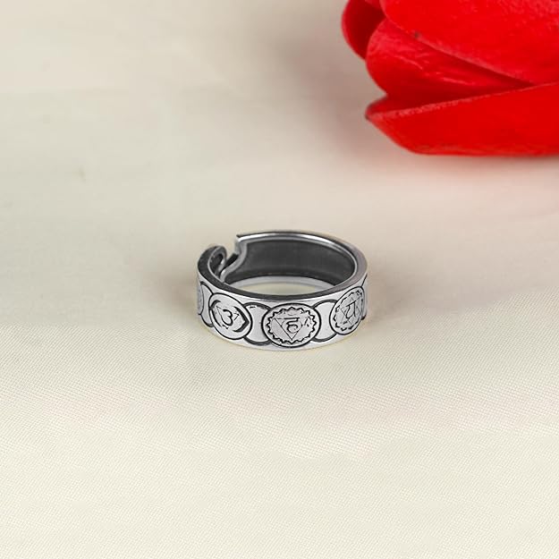 Seven Chakras Sterling Silver Wrap Ring for Men & Women