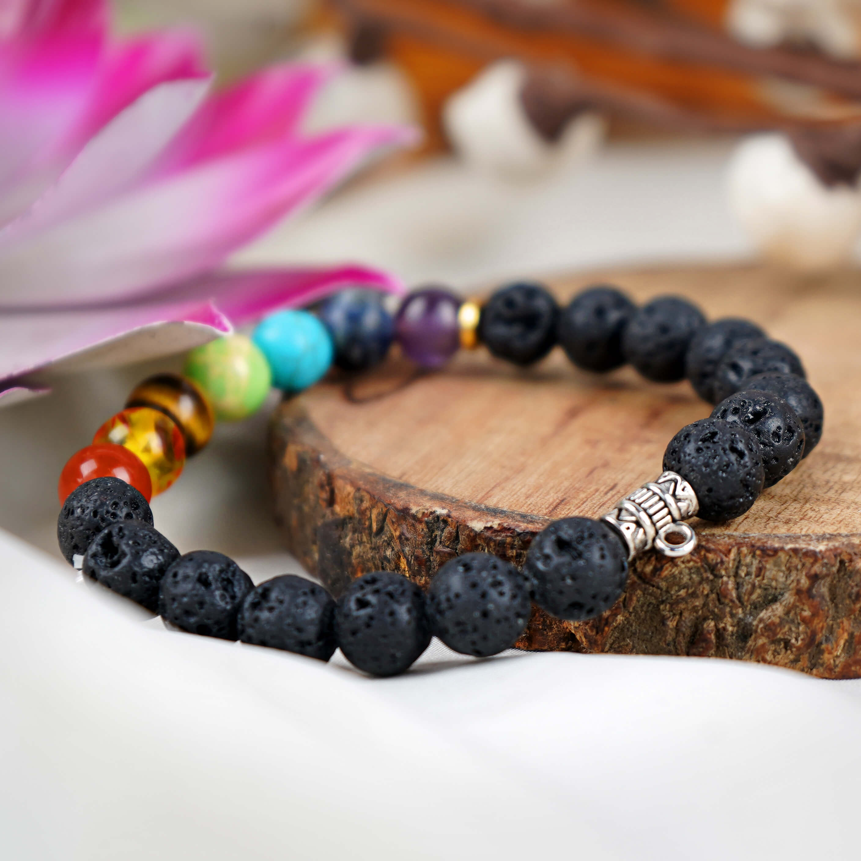 7 Chakra Natural Lava Stone Healing Bracelet Balance Meditation Energy Yoga Gift Men & Women Wrist Band