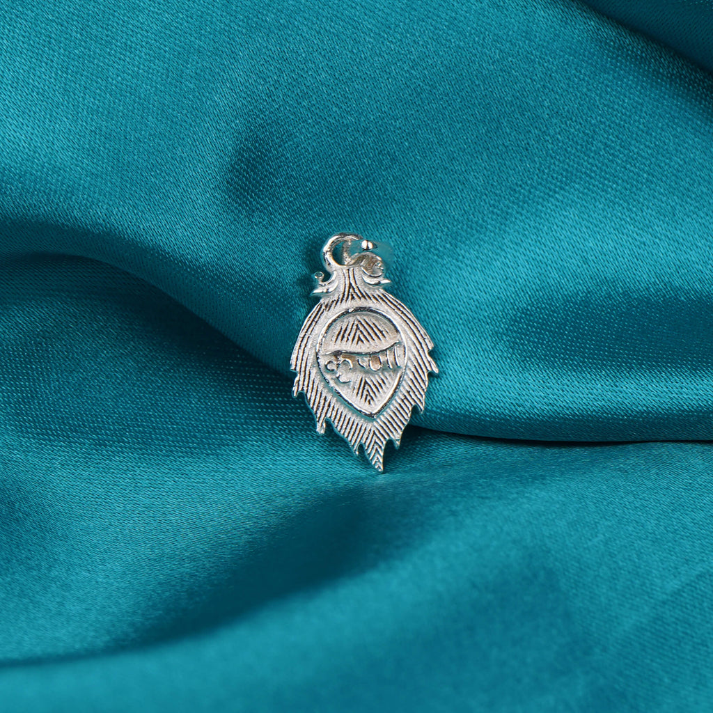 Shri Krishna Silver Pendant with Mor Pankh Design for Women & Men Without Chain