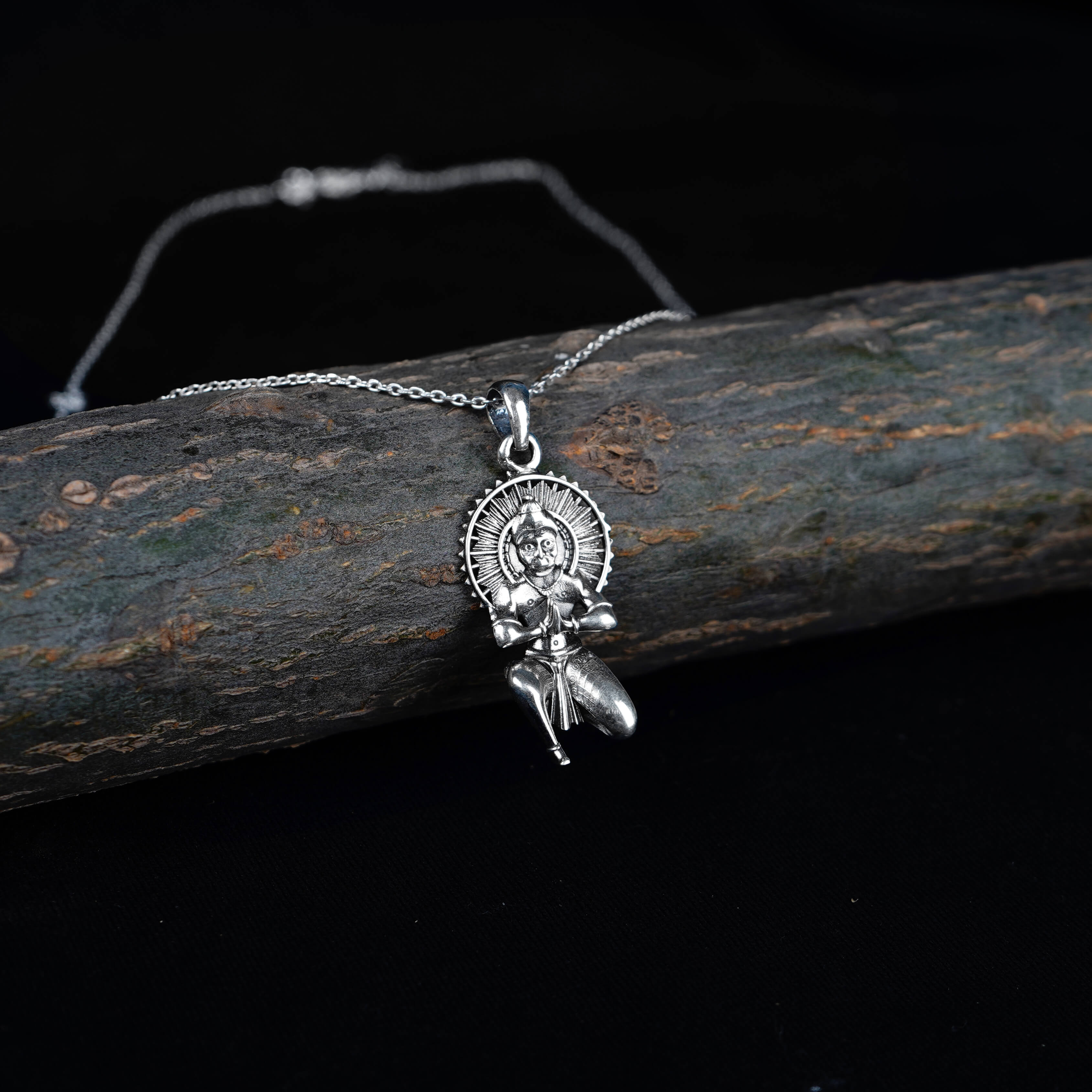 Hanuman Silver Pendant and Necklace for Men and Women With Chain
