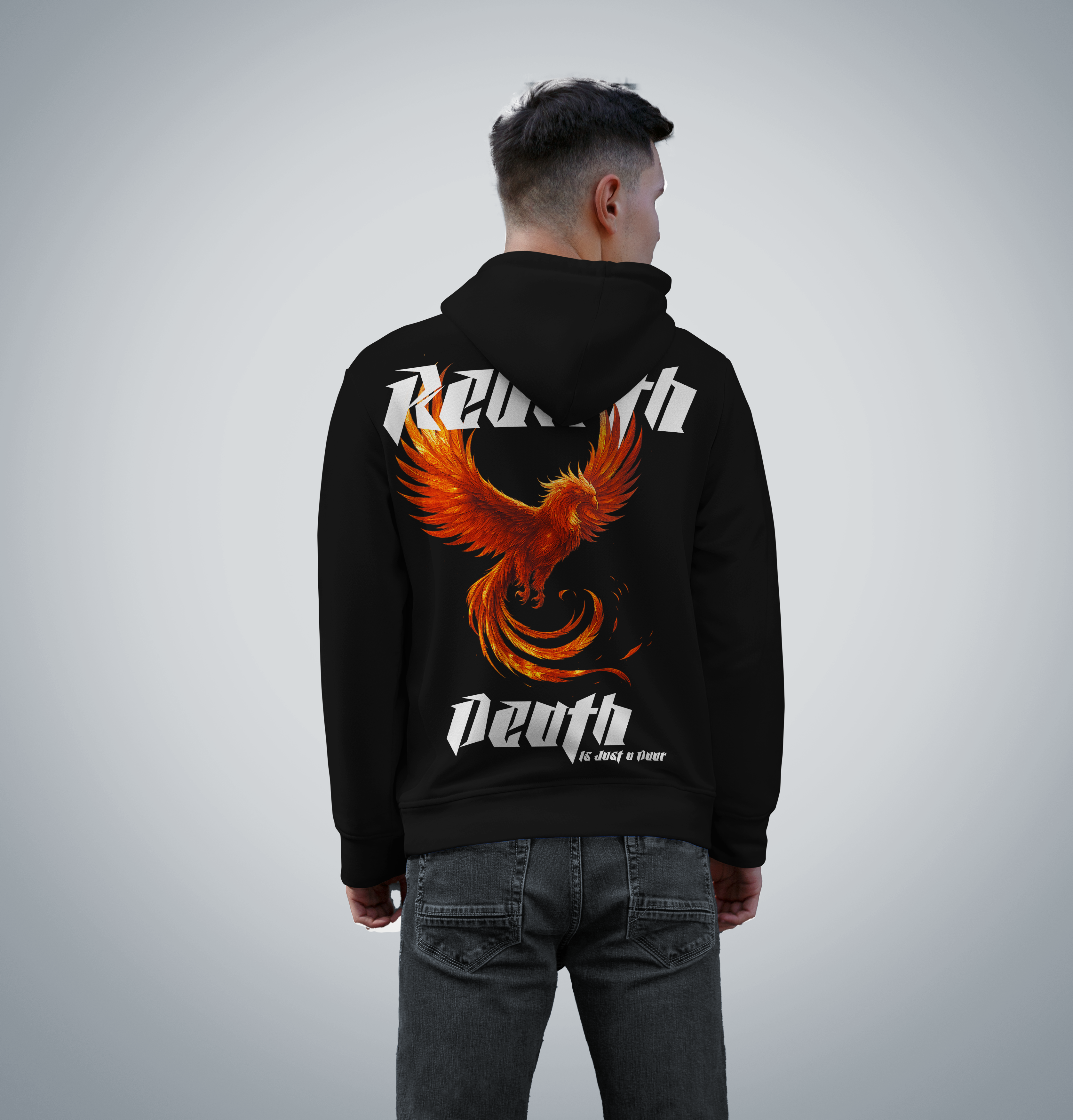 Rebirth Phoenix Oversized Black Hoodie | Premium Fleece | Unisex Streetwear
