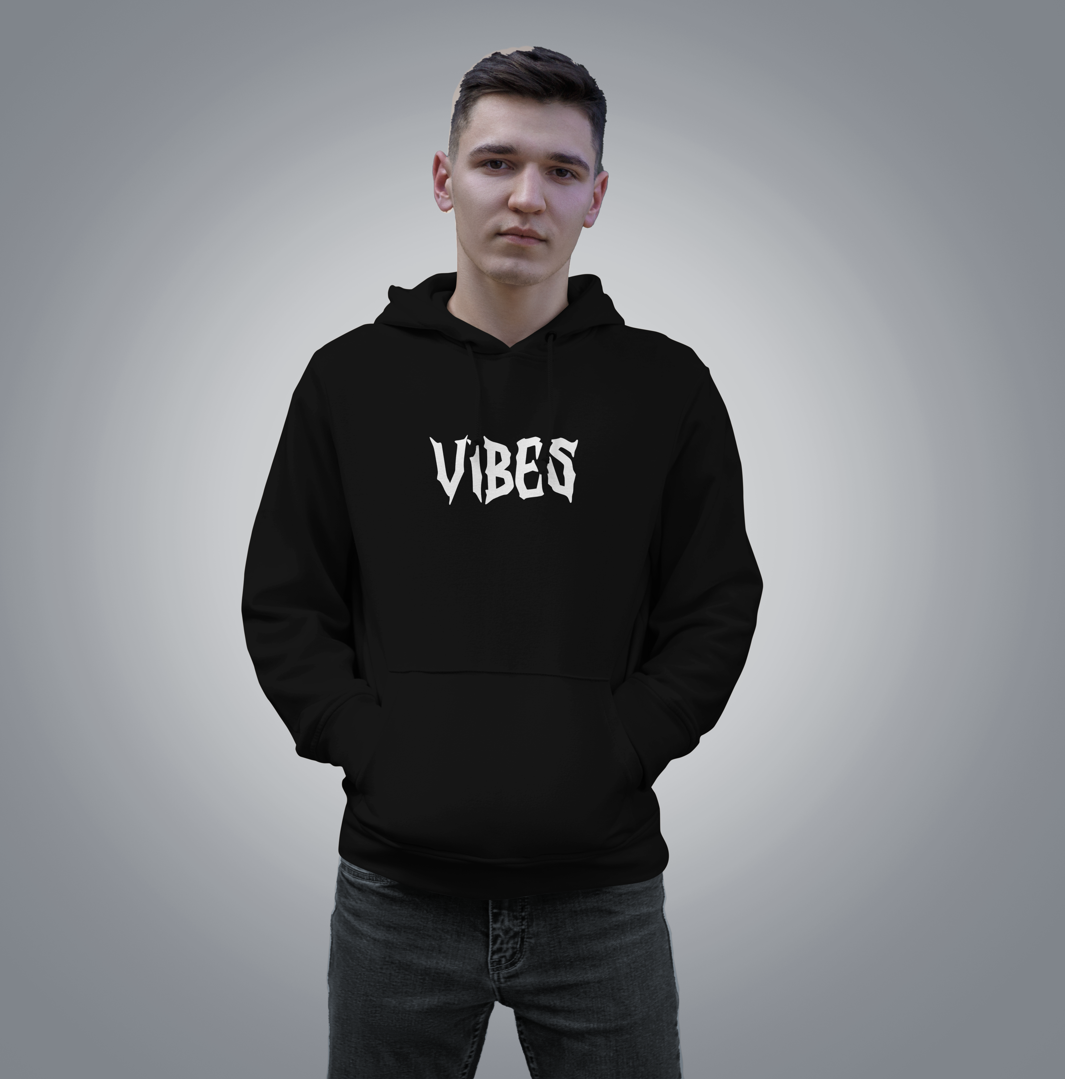Vibes Oversized Black Hoodie | Premium Fleece | Unisex Streetwear