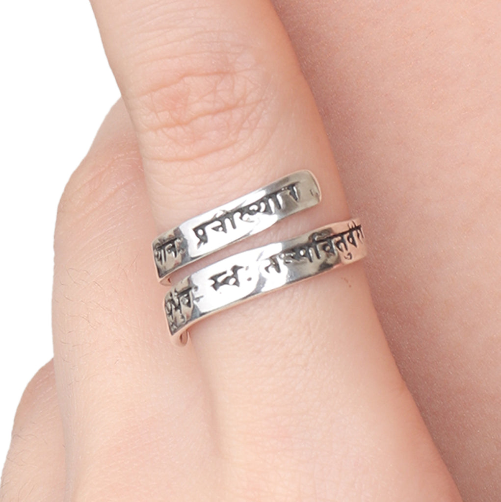 Mahadev Gayatri Mantra Silver Wrap Ring/Spritual Sterling Ring For Women And Men
