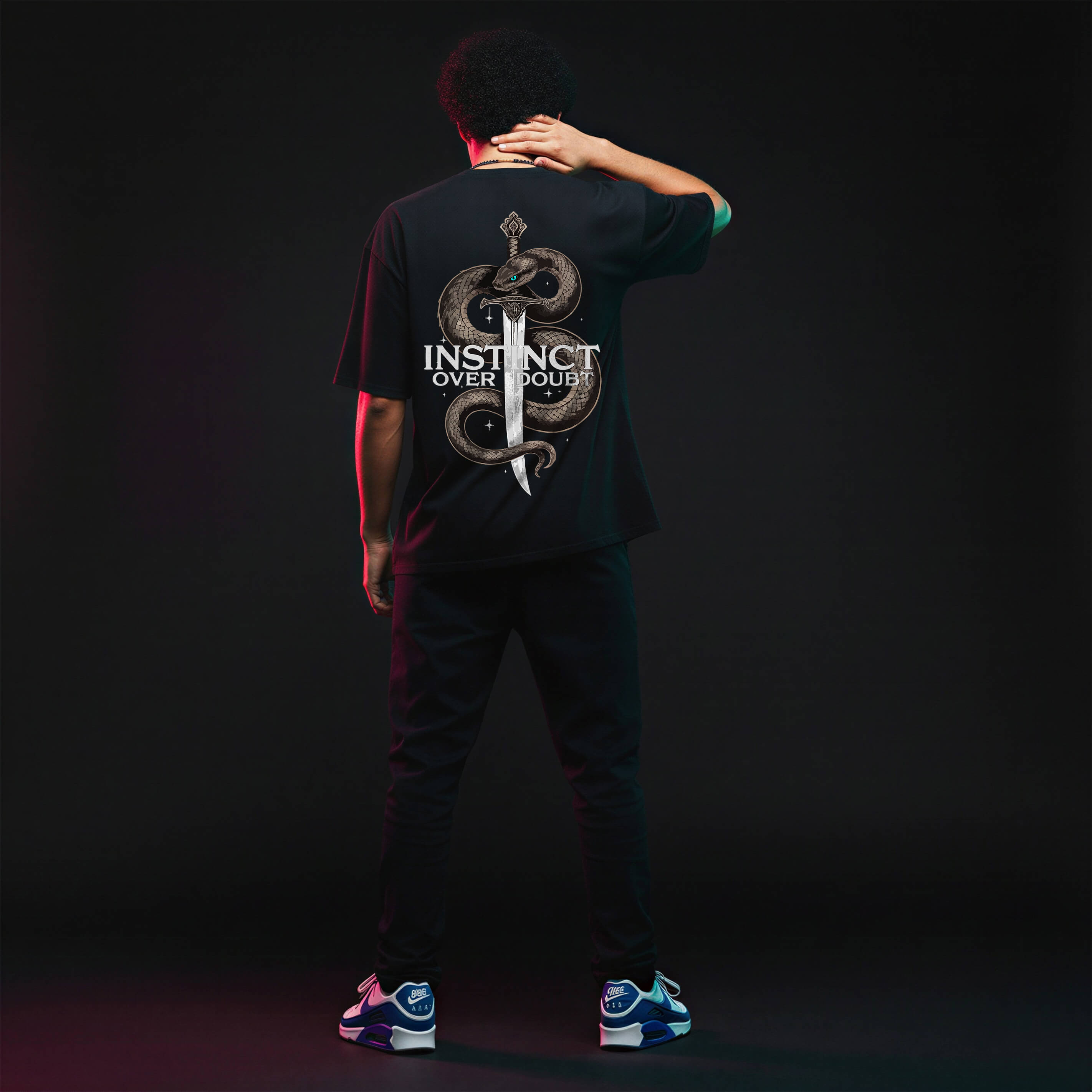 Snake & Sword Graphic Oversized T-Shirt