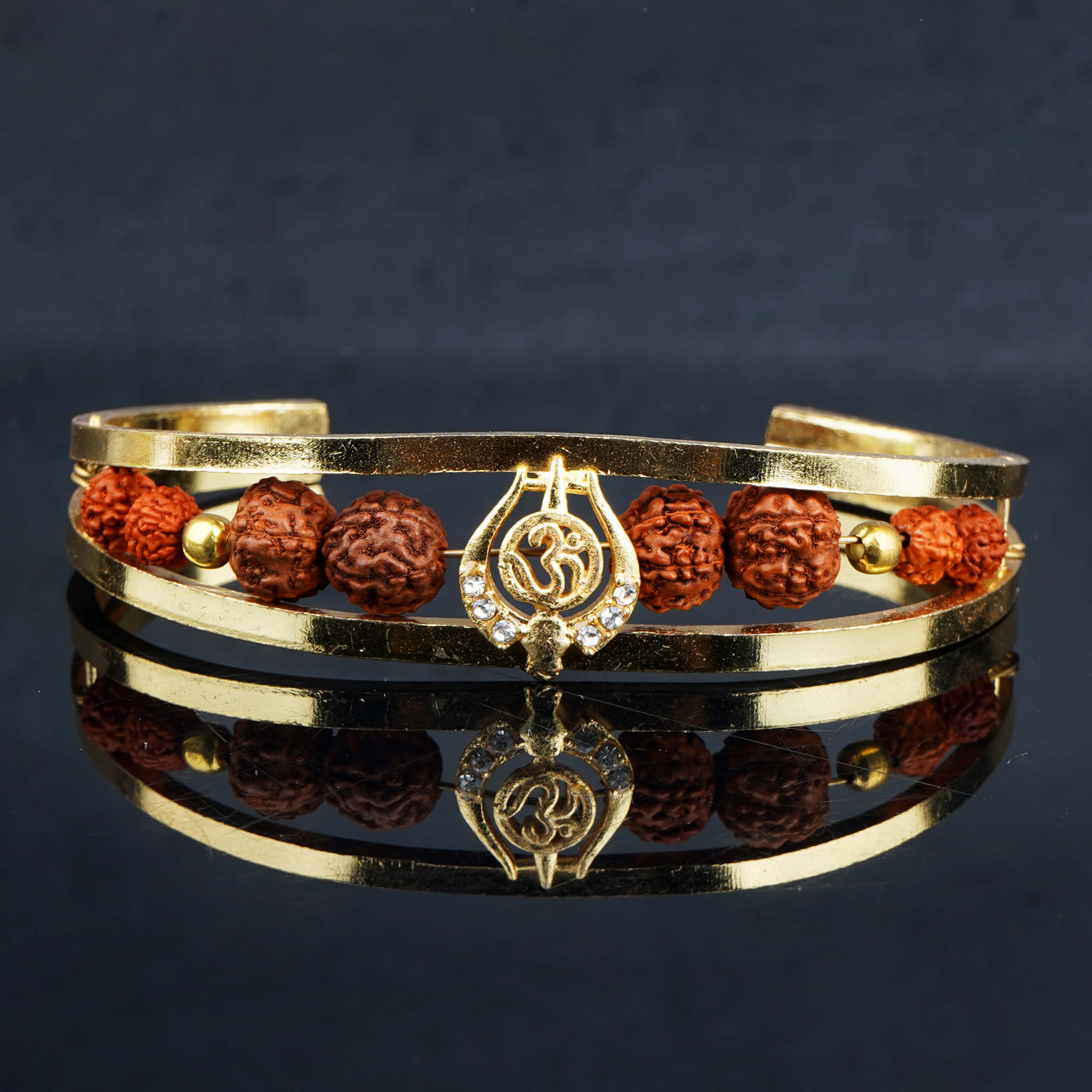 Buy Stylish & Genuine Om With Rudraksha Gold Bracelet Online