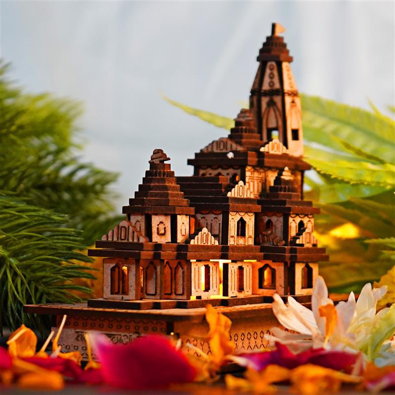 Ram mandir Ayodhya 3D Handcraft Wood Temple with LED Light