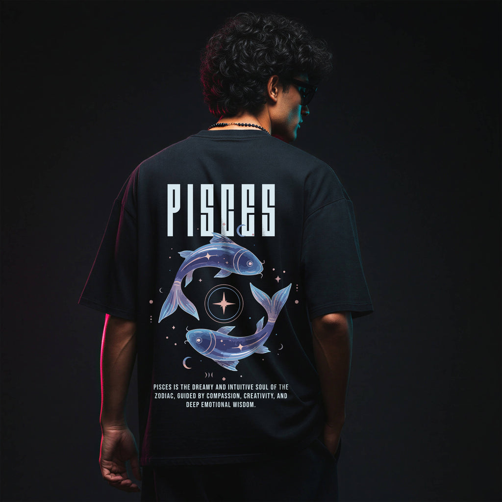 Pisces Zodiac Oversized Men T-Shirt 