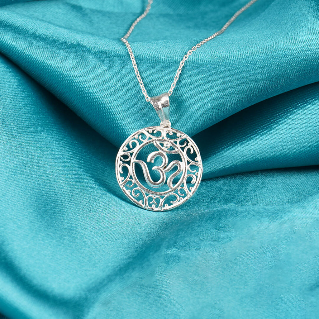 Mahadev OM Sterling Silver Necklace with Chain | 925 Sterling Silver Pendant