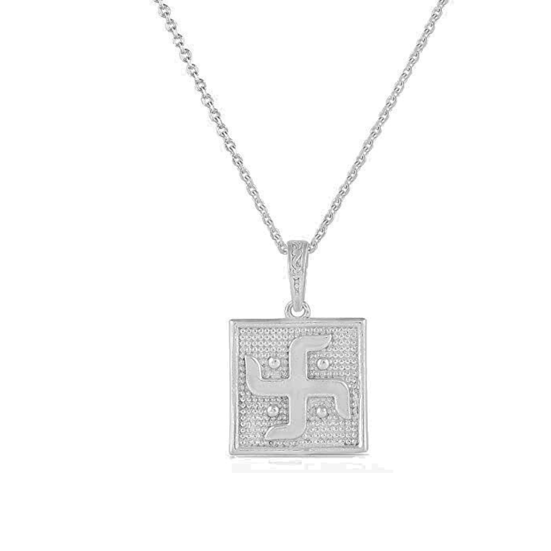PrabhuBhakti 925 Sterling Silver Swastik Pendant for Men, Women, Child With chain