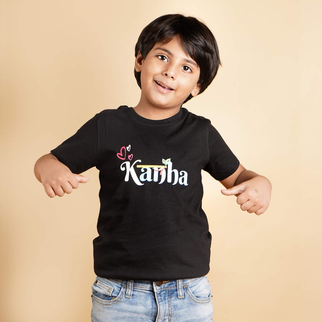 Kanha Ji Text Printed Tshirt For Kids