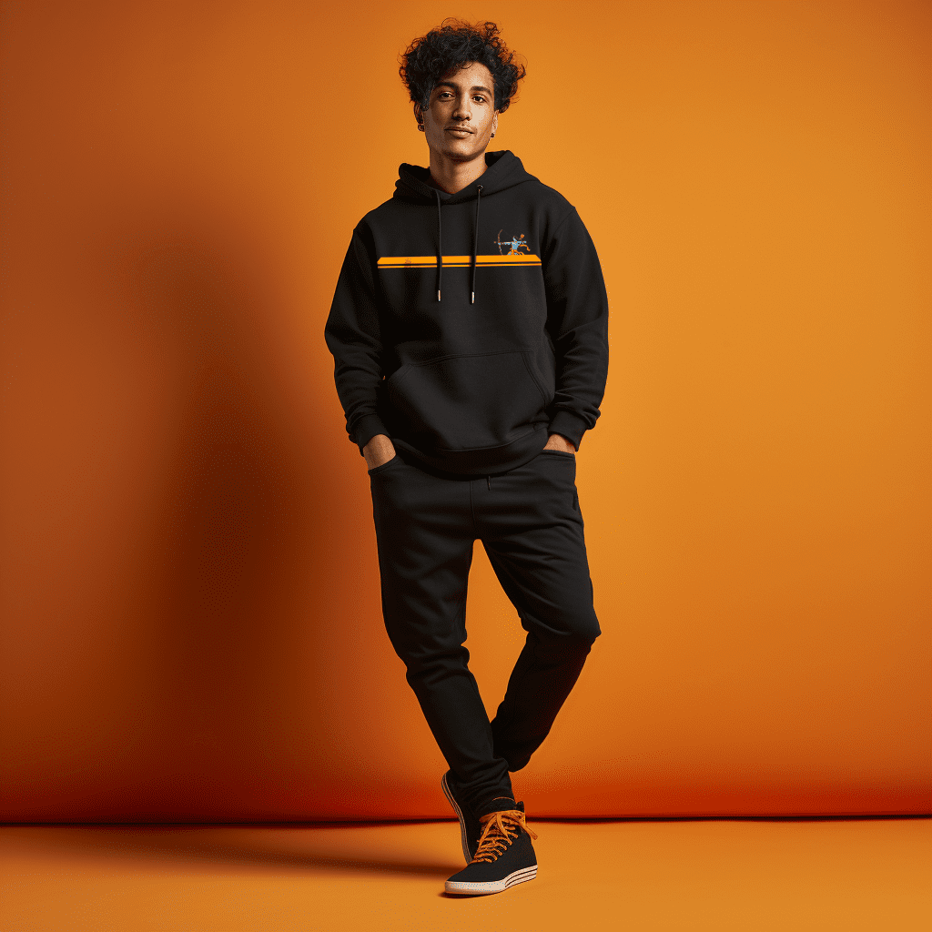 Shree Ram Printed Black Hoodie for Men Prabhubhakti