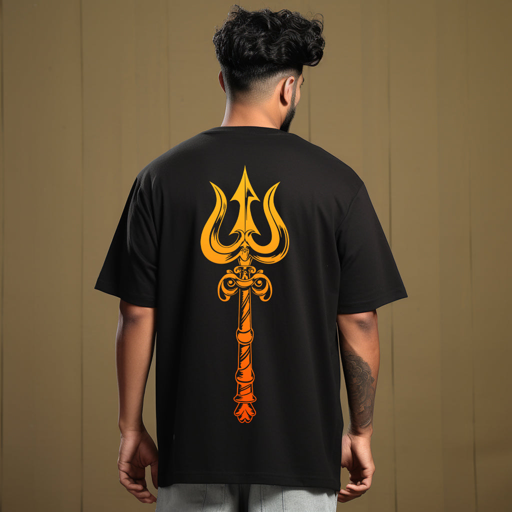 Mahadev Trishul Black Oversize Tshirt for Men