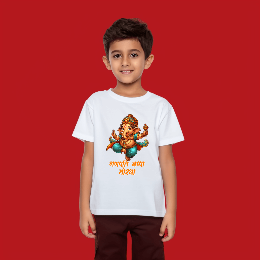 Bhagwan Ganesha Tshirt For Kids | Black and White Colors