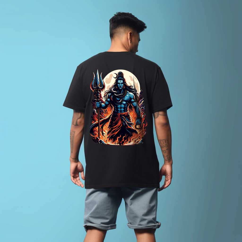 Mahadev With Trishul Printed Oversize Tshirt Prabhubhakti 2621