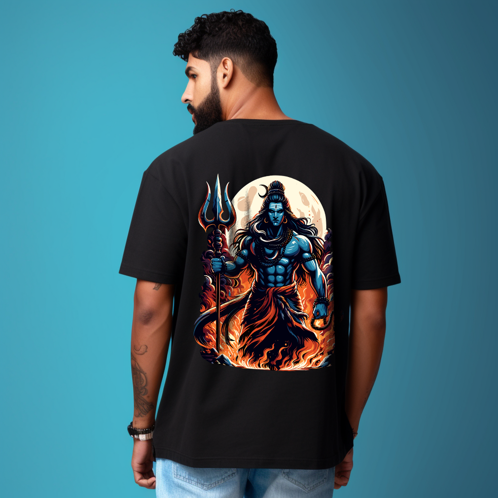 Mahadev With Trishul Printed Oversize Tshirt