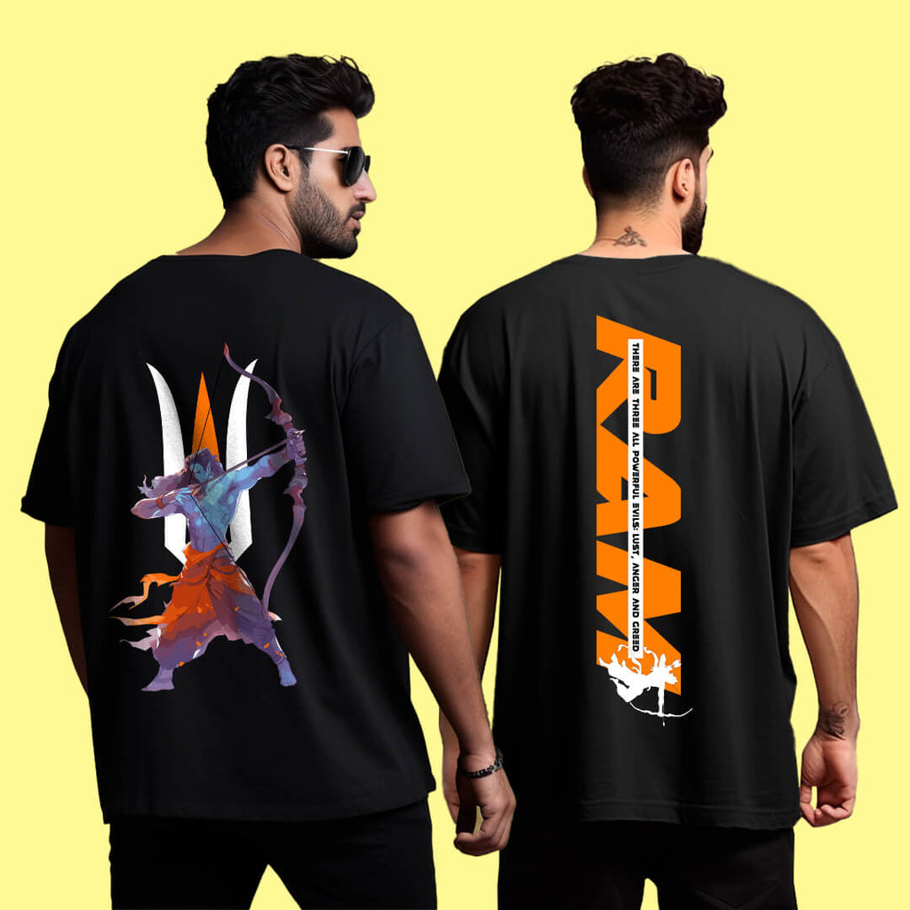 Shri Ram Black Oversized Tshirts Combo (Pack of 2)