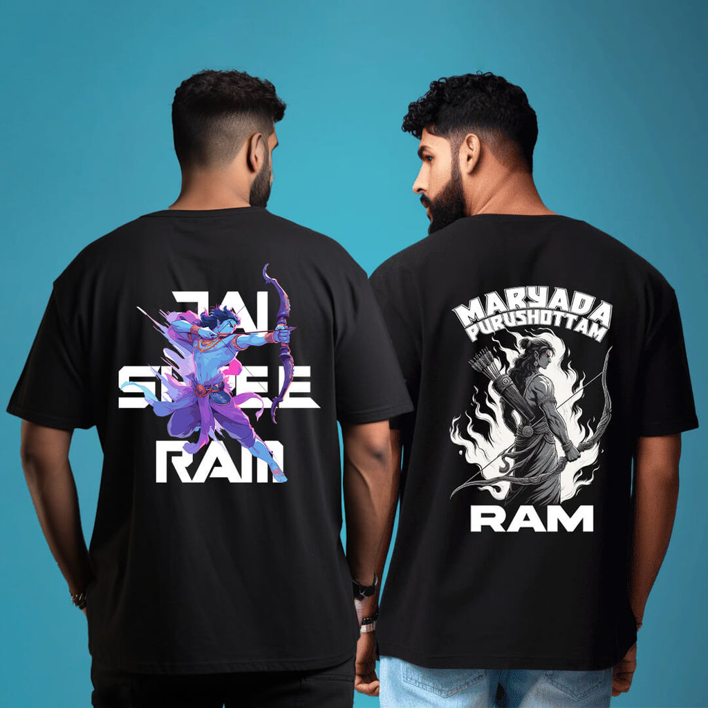 Shri Ram Black Combo Oversized Tshirts