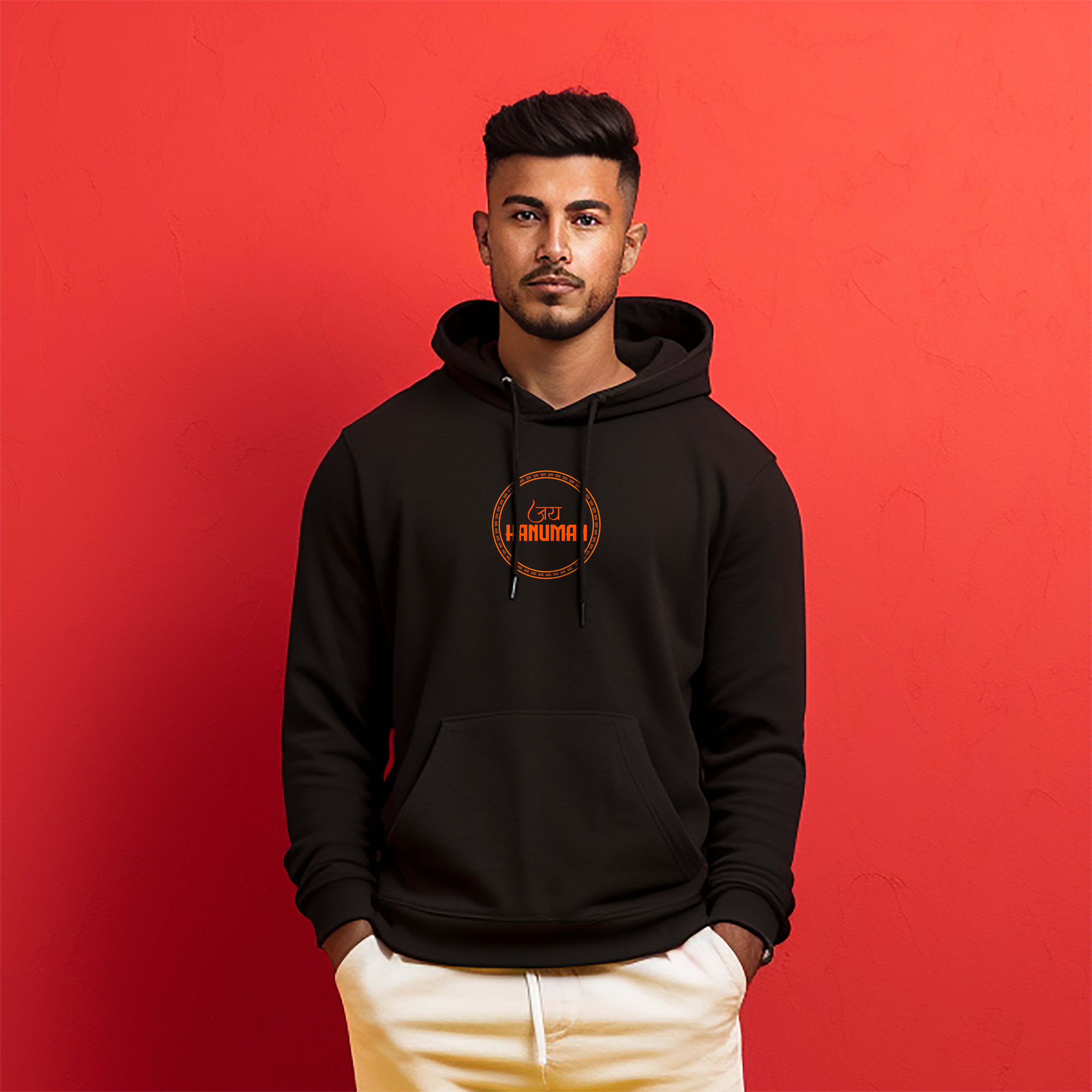 Mahabali Bajrangbali Black Printed Hoodie for Men