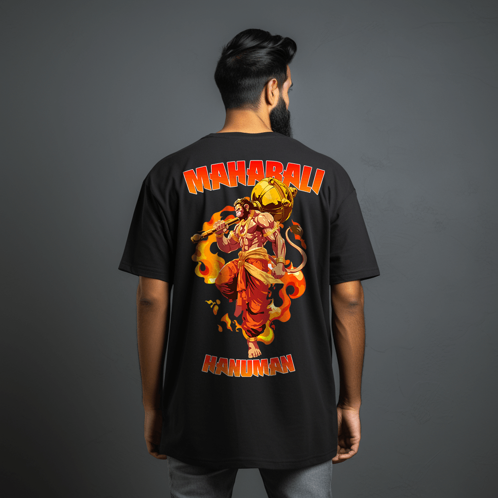 Mahabali Hanuman Ji Oversized Printed Tshirt for Men