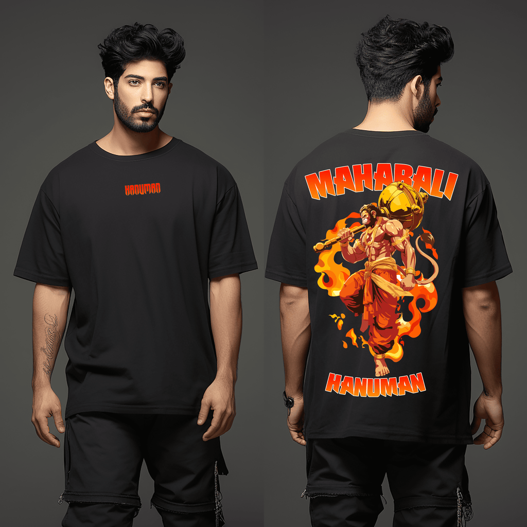 Mahabali Hanuman Ji Oversized Printed Tshirt for Men