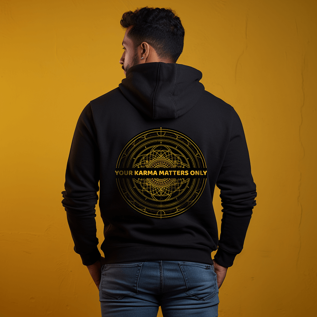 Karma Matters Printed Black Hoodie for Men