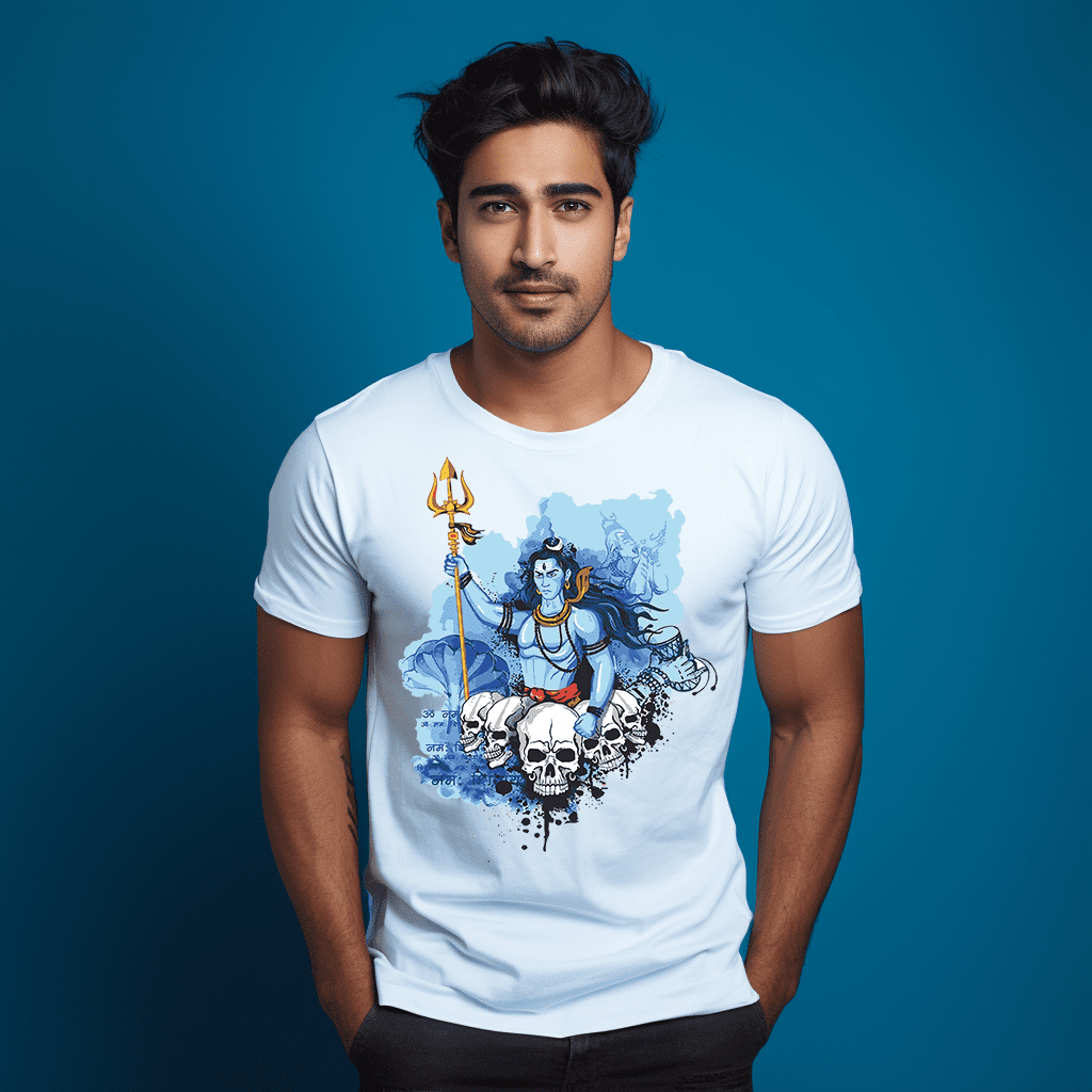 Men's Stylish Lord Shiva Devotional Printed Tshirt