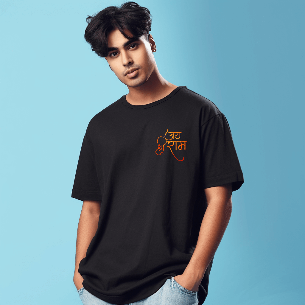 Jay Shri Ram Printed Oversize Tshirt for Men