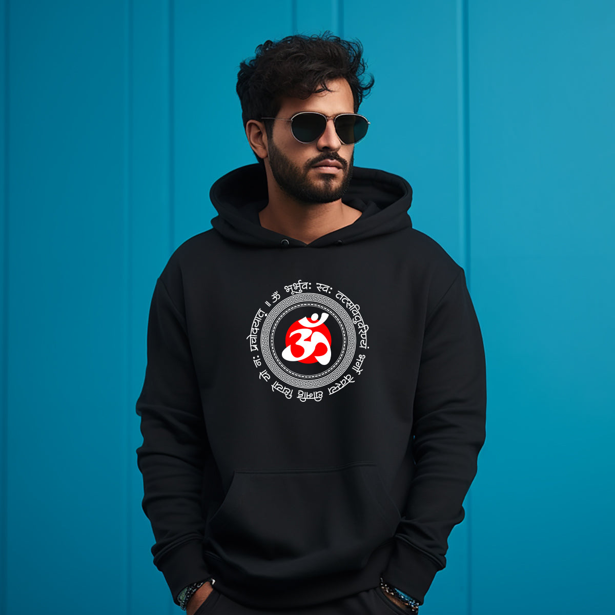 Gayatri Mantra Printed Black Hoodie