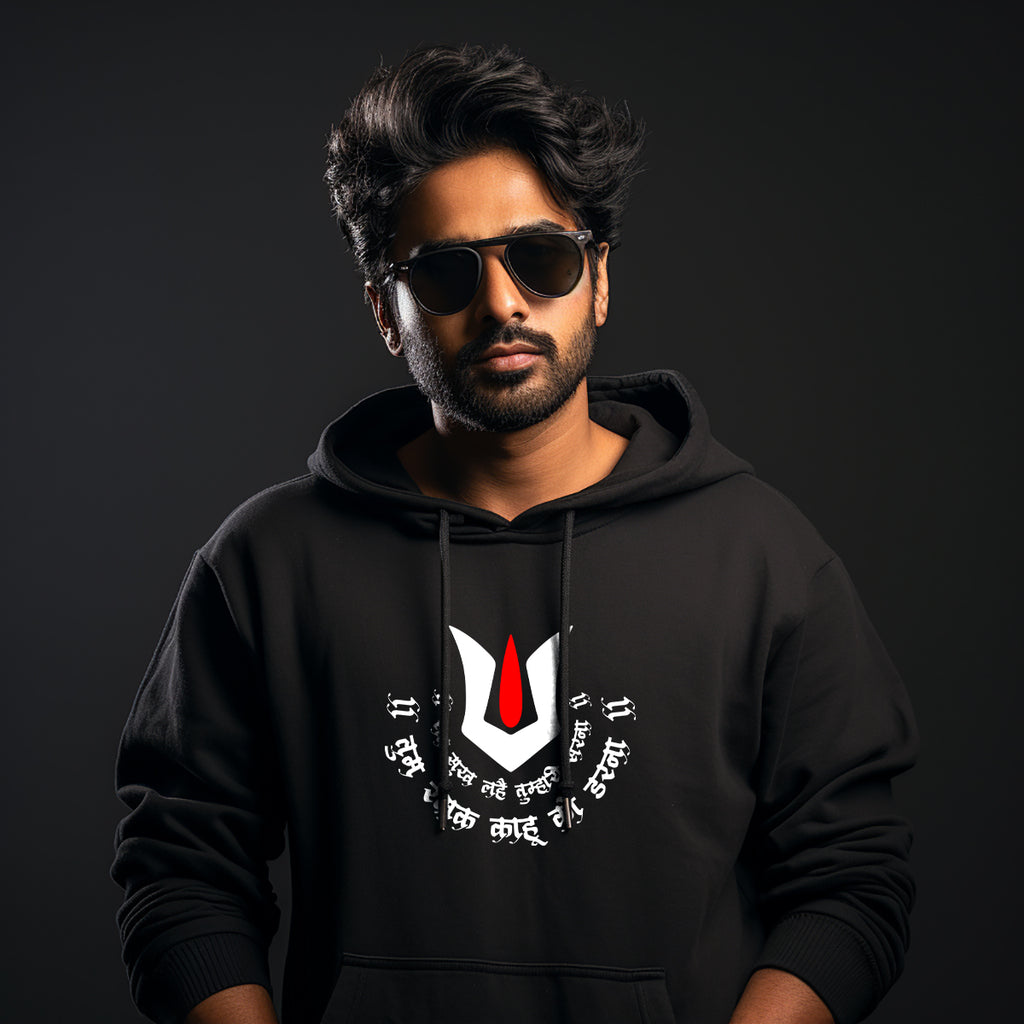 Lord Hanuman Printed Black Hoodie