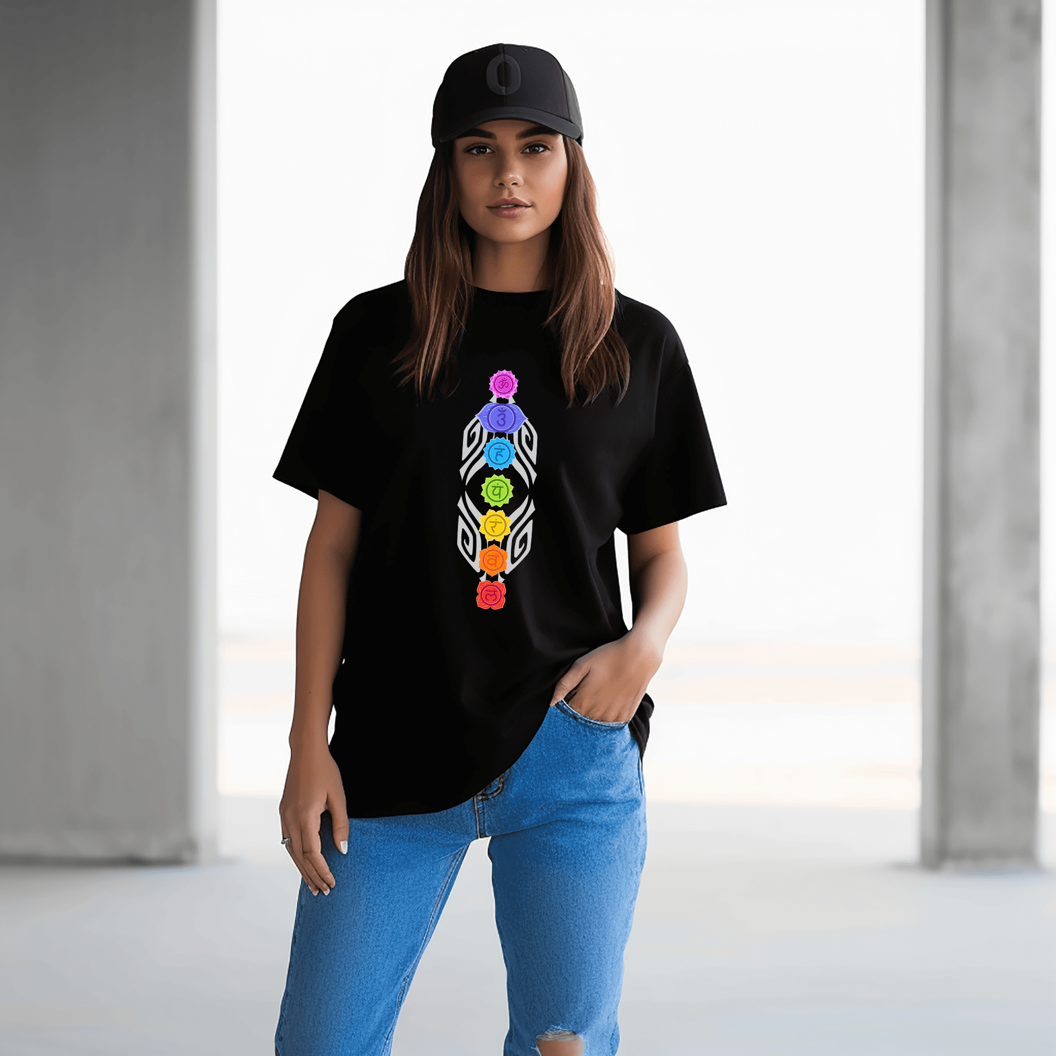 7 chakras Oversized Printed Tshirt for Men and Women