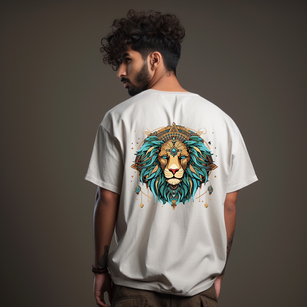 Leo Zodiac Sign Oversized Printed Tshirt For Men