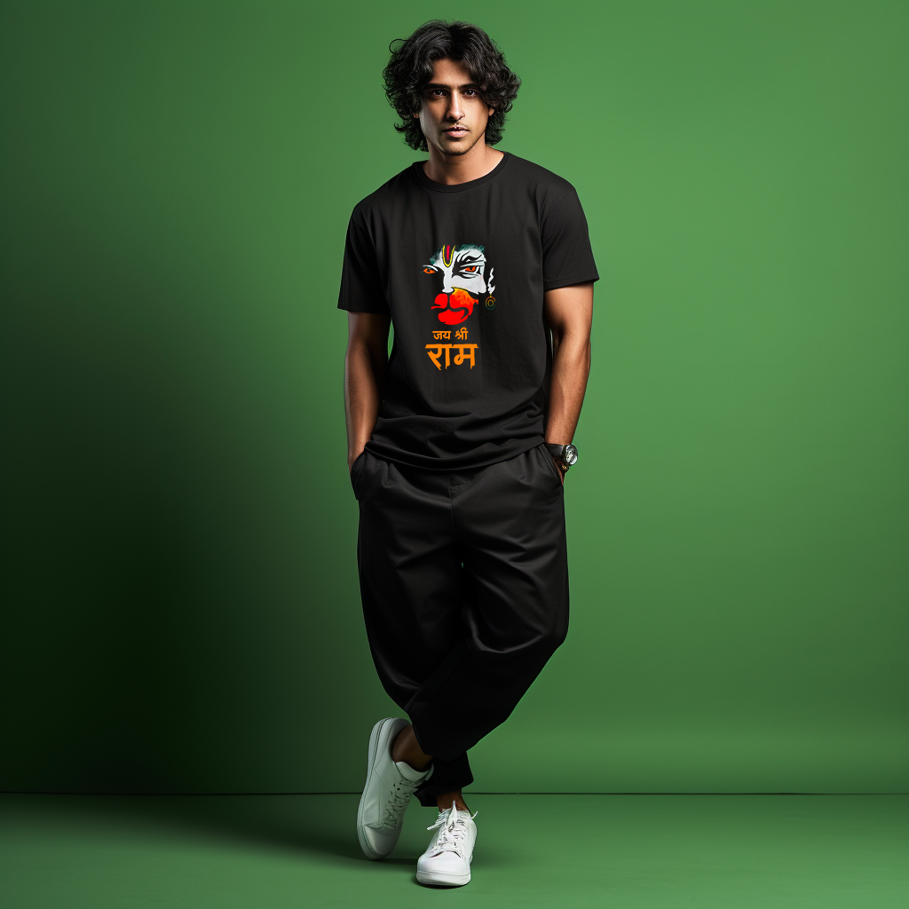 Jai Shree Ram Cotton Printed Tshirt for Men