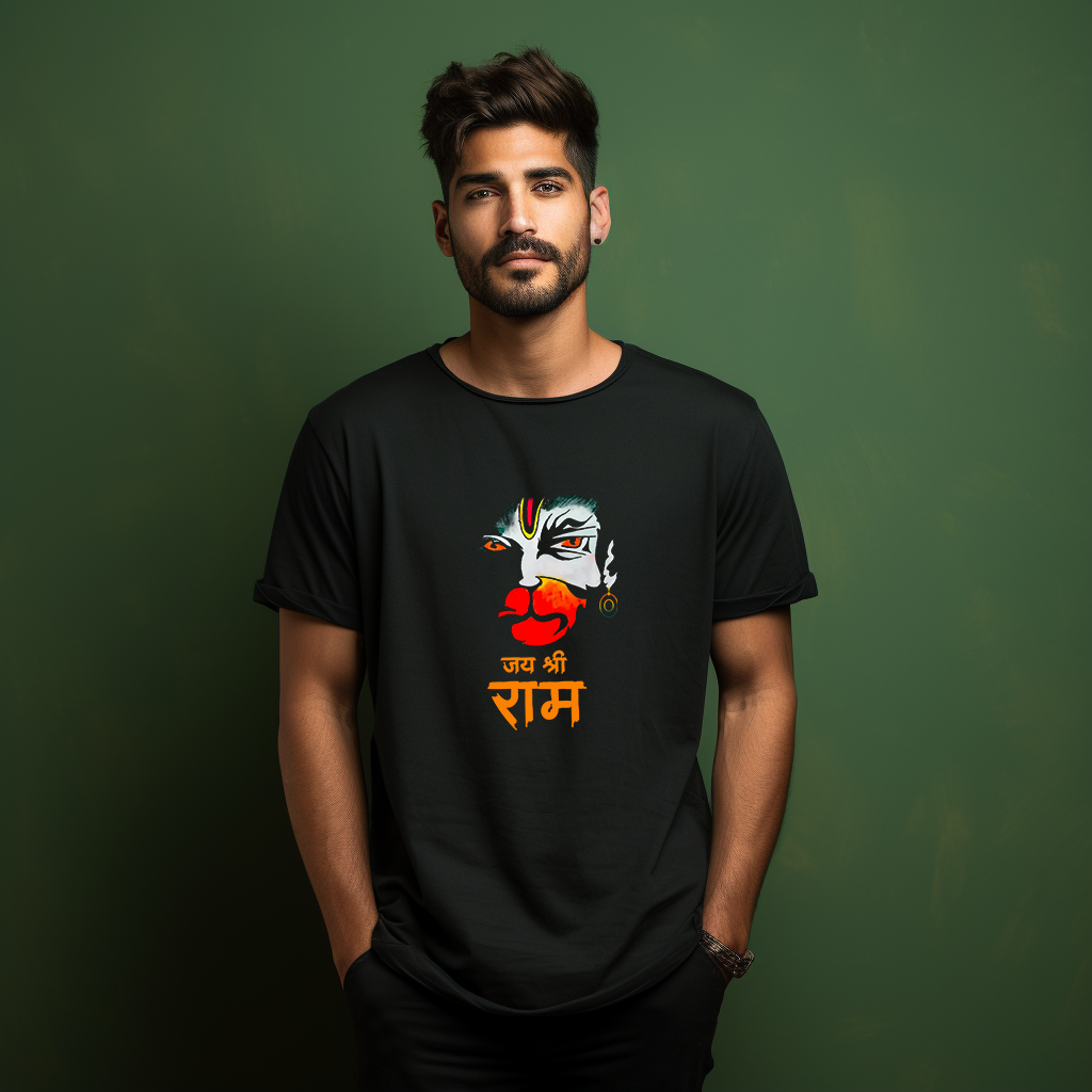 Jai Shree Ram Cotton Printed Tshirt for Men