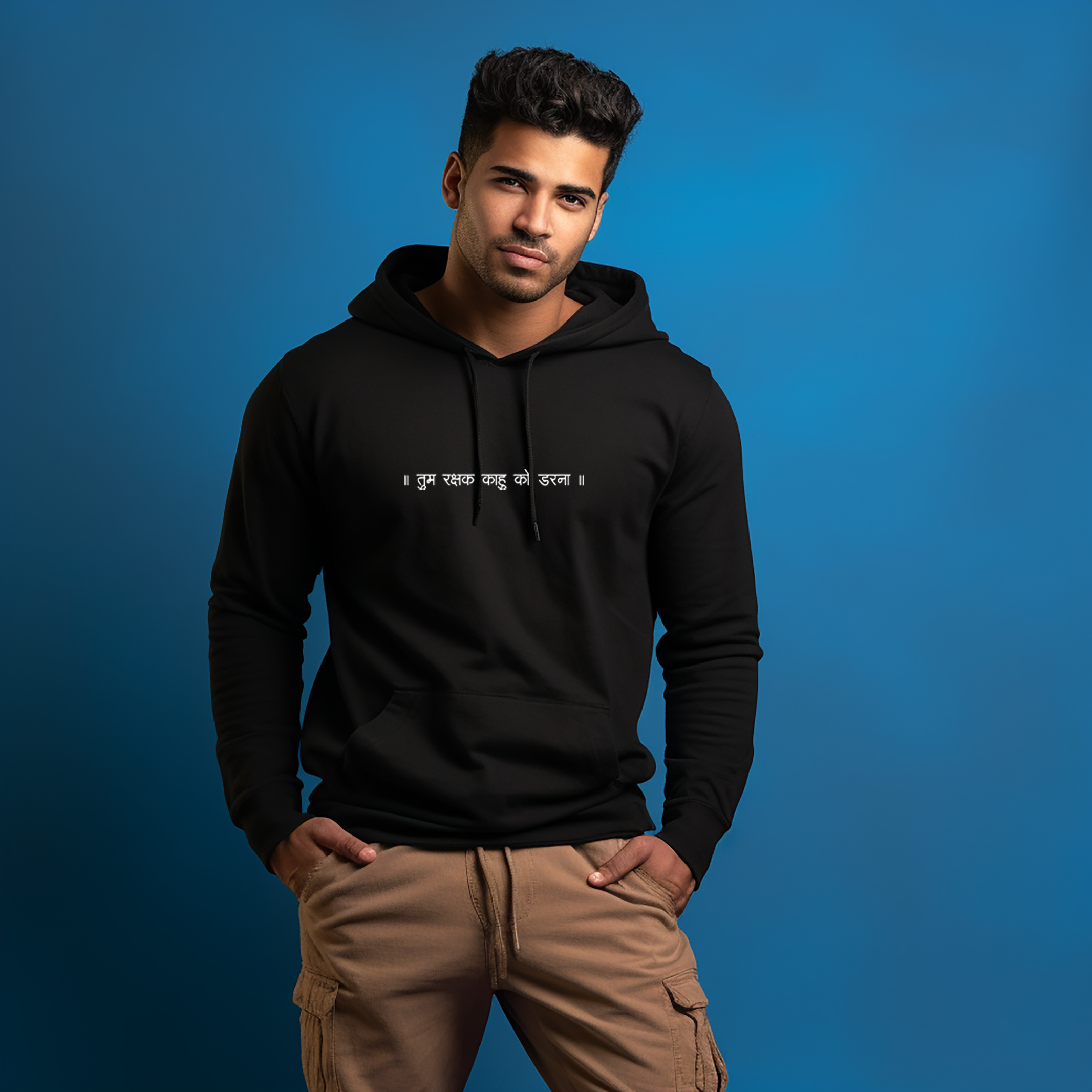 Jai Hanuman Printed Black Hoody for Men and Women