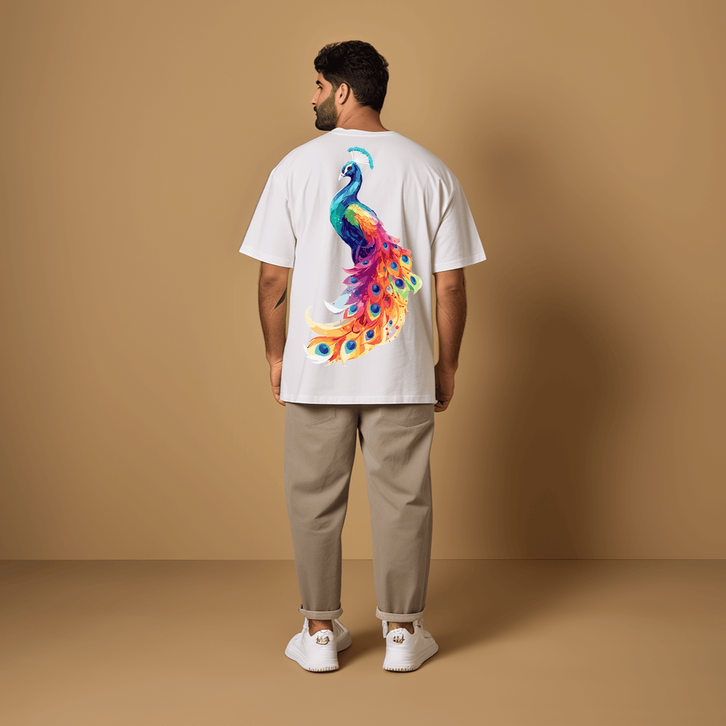 Krishna Peacock Oversized Printed Tshirt