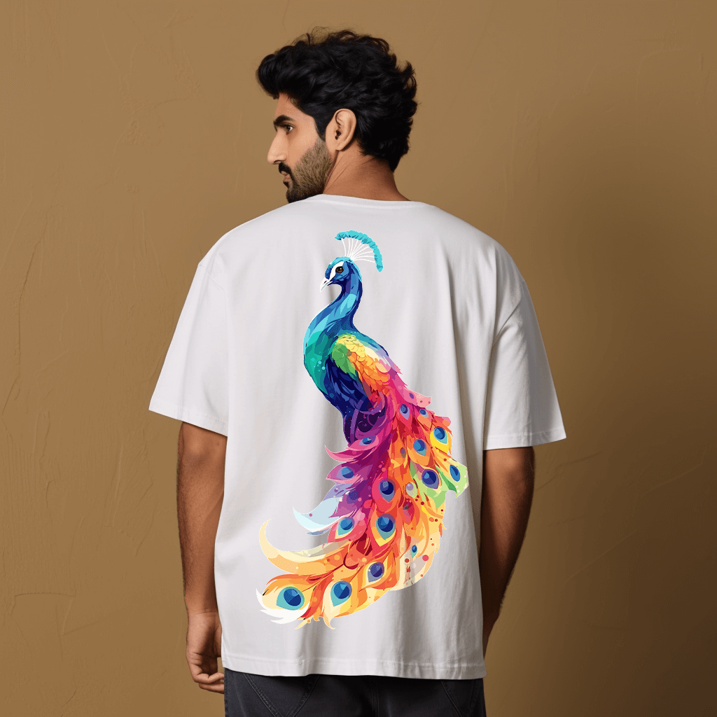 Krishna Peacock Oversized Printed Tshirt