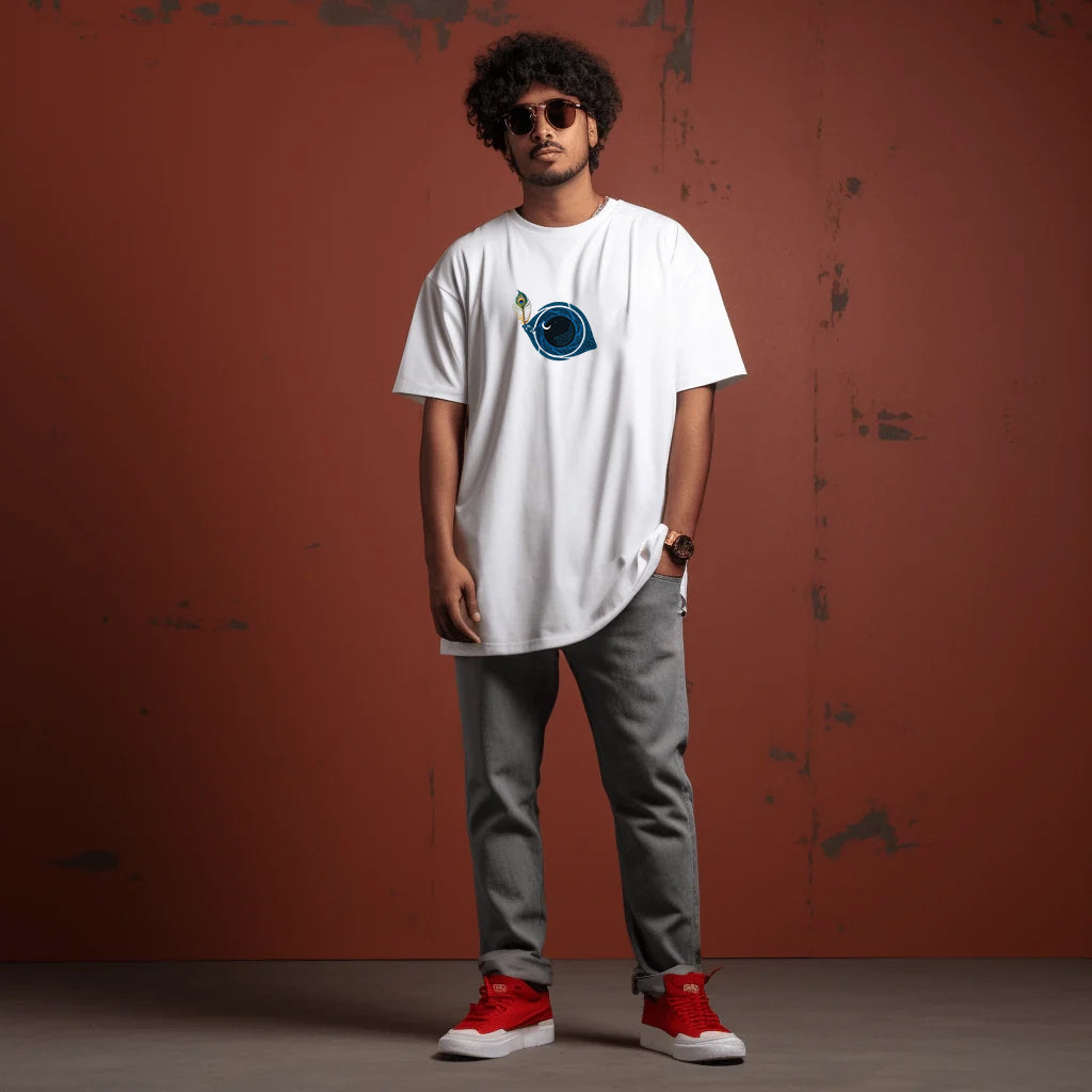 Evil Eye Printed Oversized T-Shirt for Men | Bio-Washed Cotton