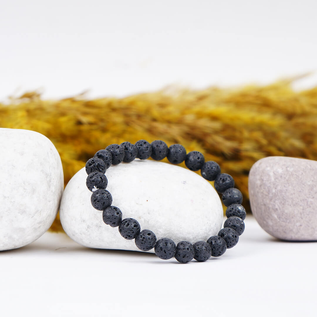 Lava Stone Beads Crystal Bracelet Wrist Band Men & Women