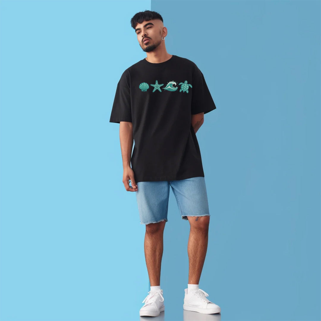 Peace in Motion Oversized Black T-Shirt | 100% Cotton | Unisex Streetwear